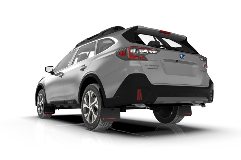 Subaru Outback Mud Flap Kit - Front + Rear - Rally Armor - UR Black Flap/Blue Logo - Black - `20-`25