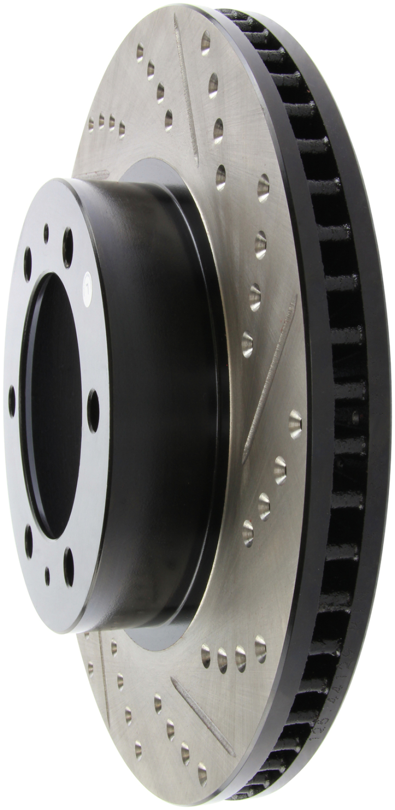 Toyota Tacoma Brake Rotor (1) - Front Left - Stoptech - Drilled & Slotted - Black - `05-`19