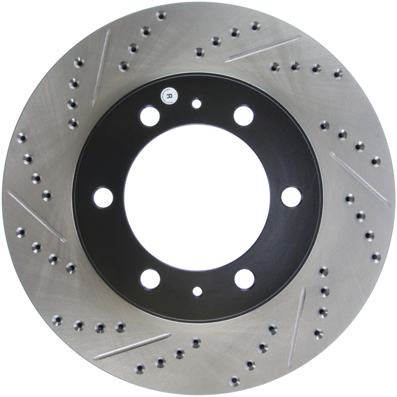 Toyota Tacoma Brake Rotors (1) - Front Right - Stoptech - Drilled/Slotted - Black - `05-`19