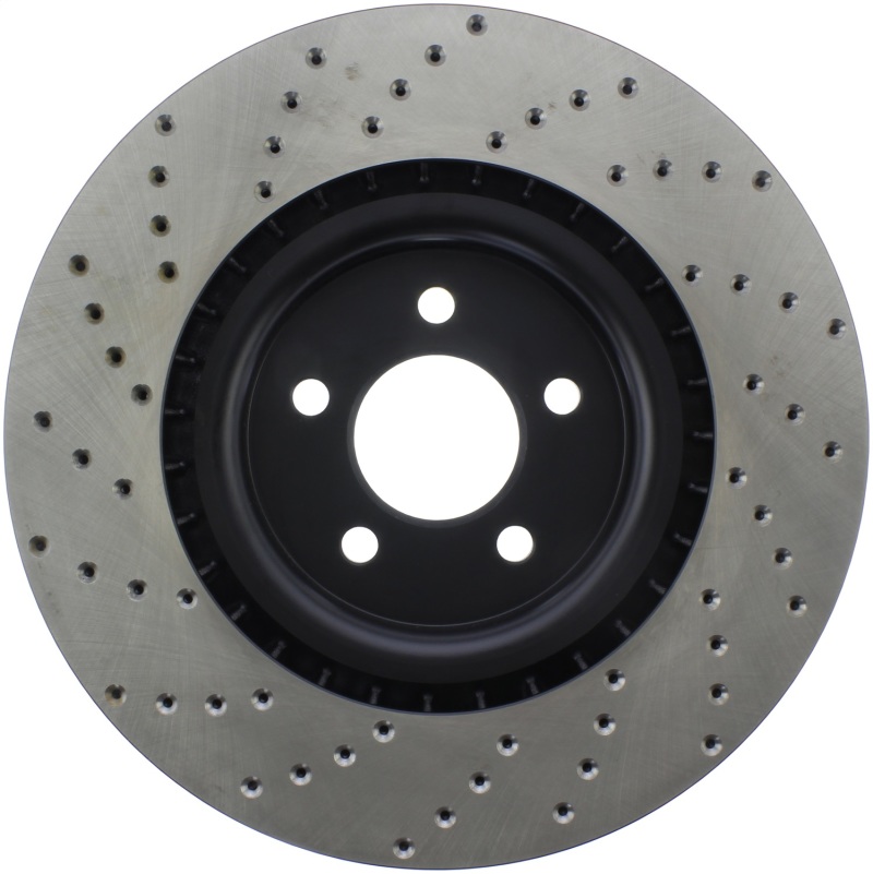 Ford Mustang Brake Rotor (1) - Front Left - Stoptech - Drilled Sport - Black - `07-`14