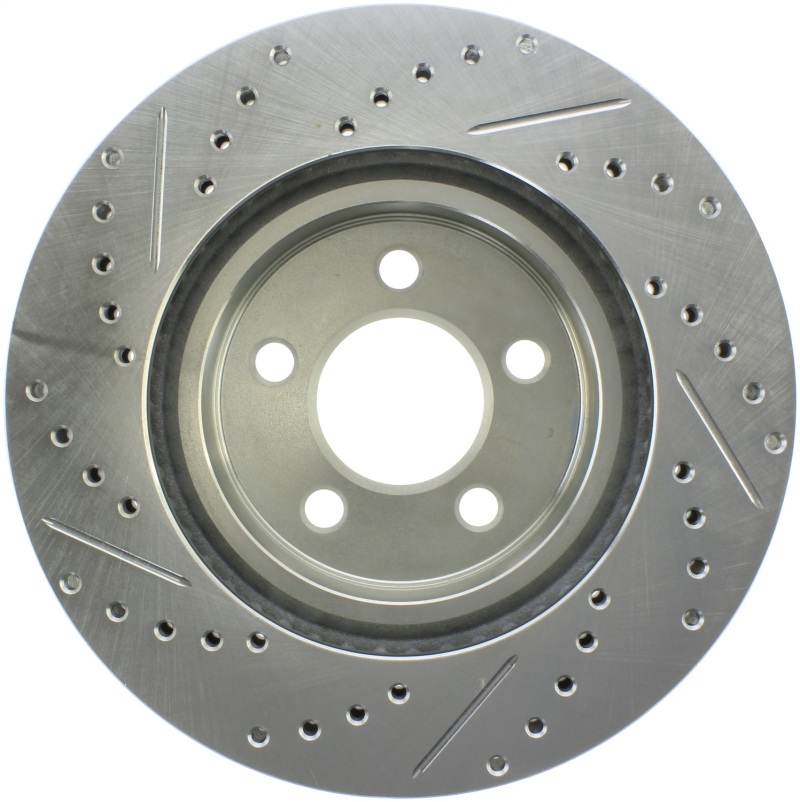 Dodge Charger Brake Rotor (1) - Front Left - Stoptech - Slotted & Drilled, Zinc Coated - Black - `06-`19