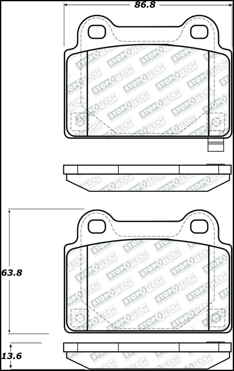 Mitsubishi Lancer Brake Pads - Rear - Stoptech - Street Performance - `08-`15