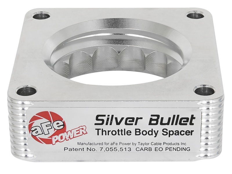 Nissan 370Z Throttle Body Spacer - aFe - Silver Bullet, Serrated/ Helix Design - `09-`18