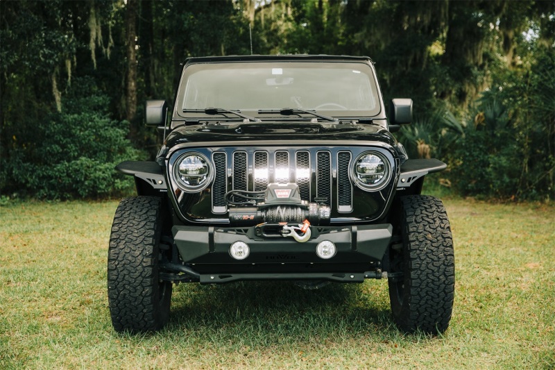 Jeep Gladiator Mounting Brackets - Behind Grille - Rugged Ridge - LED Grille Mount Bracket - Black - `20-`21