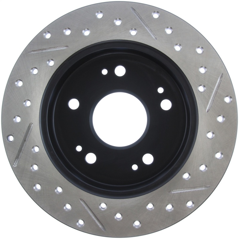 Honda Civic Brake Rotor (1) - Rear Right - Stoptech - Slotted & Drilled - Black - `06-`15