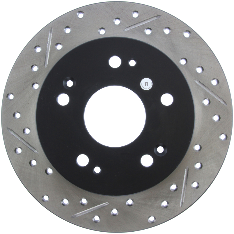 Honda Civic Brake Rotor (1) - Rear Right - Stoptech - Slotted & Drilled - Black - `06-`15