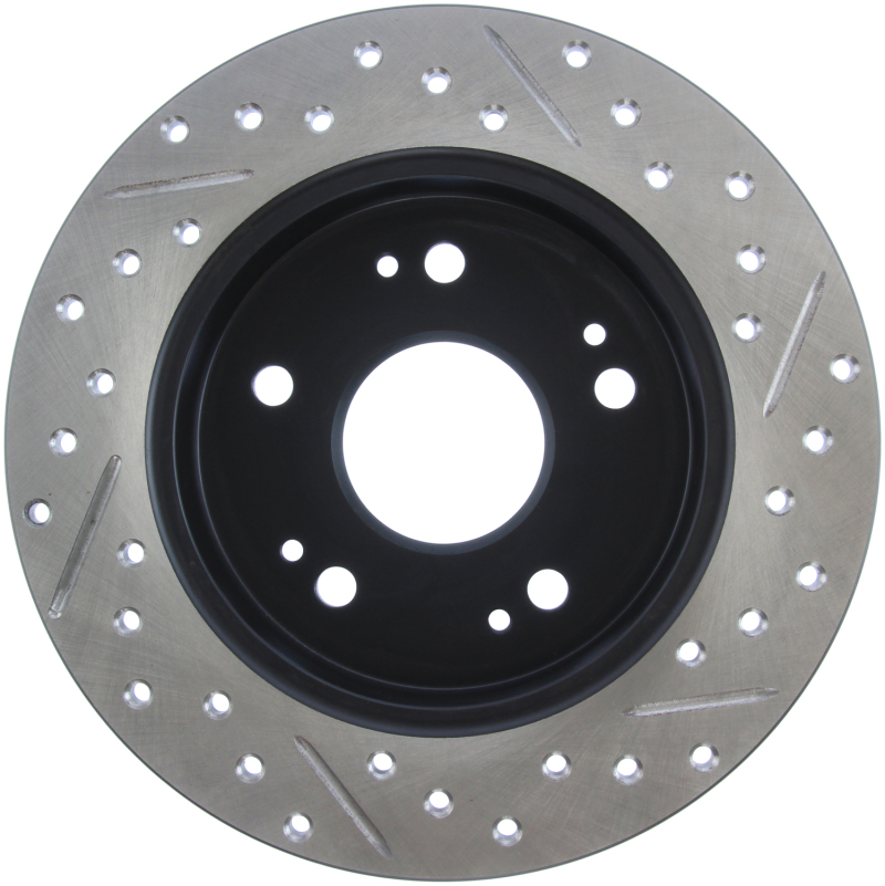 Honda Civic Brake Rotor (1) - Rear Right - Stoptech - Slotted & Drilled - Black - `06-`15
