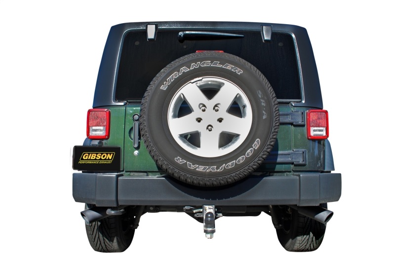 Jeep Wrangler JK Cat-Back Dual Extreme Exhaust - Rear - Gibson - Black Elite (Ceramic) - Black - 3.8L - `07-`17