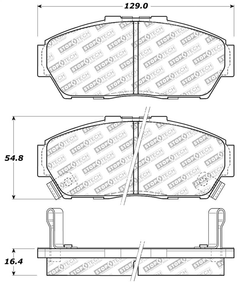 Honda Civic Street Brake Pads - Rear - Stoptech - Select - `93-`95