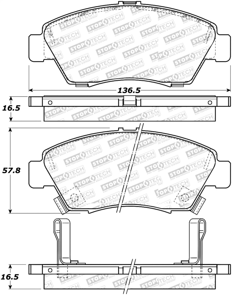 Honda Civic Brake Pads - Rear - Stoptech - Street Select - `03-`11