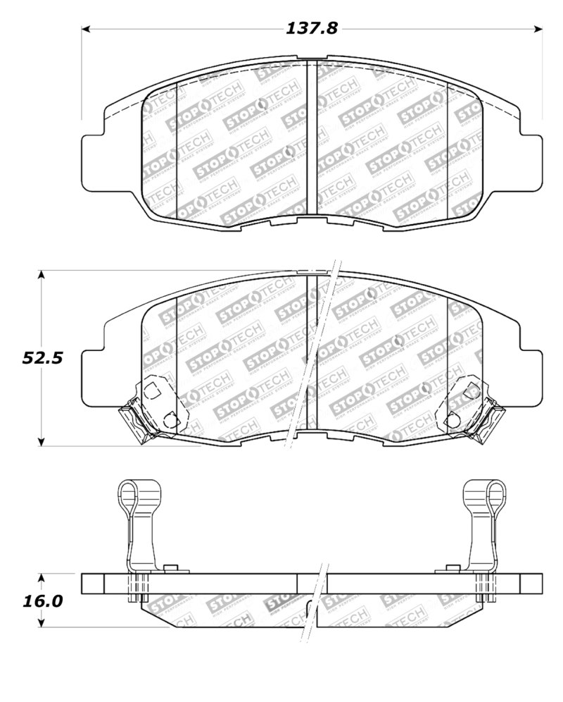 Honda Civic Brake Pads - Front - Stoptech - Street Touring - `96-`11