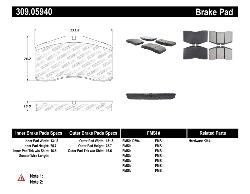 Porsche 911 Brake Pads - Front - Stoptech - Sport - `93-`98