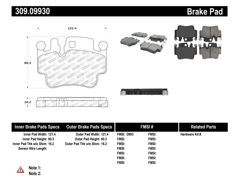 Porsche 911 Brake Pads - Stoptech - Sport - `02-`05