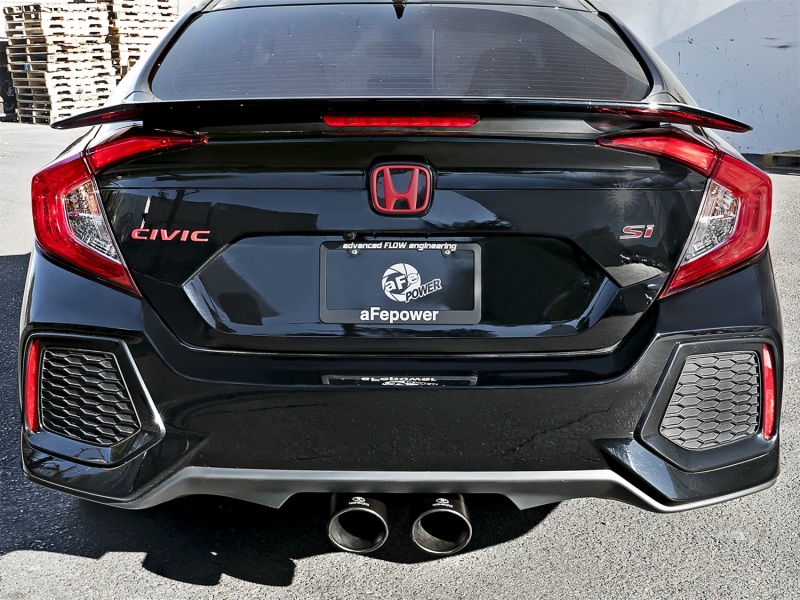 Honda Civic Performance Exhaust - Rear - aFe - Takeda 3in 304 SS Cat-Back Exhaust w/ Dual Center Black Tips - Black - 1.5L - `17-`20
