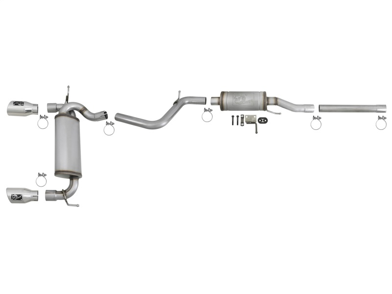 Jeep Wrangler JK Exhaust Cat Back - Rear - aFe - Rebel Series - Polished - V6 3.6L/3.8L - `07-`18