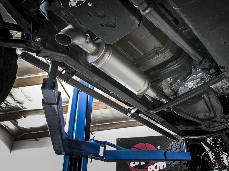 Jeep Wrangler JK Exhaust System - aFe - Rock Basher 3in 409 SS Cat-Back Turn-Down - V6 3.6L/3.8L - `07-`18