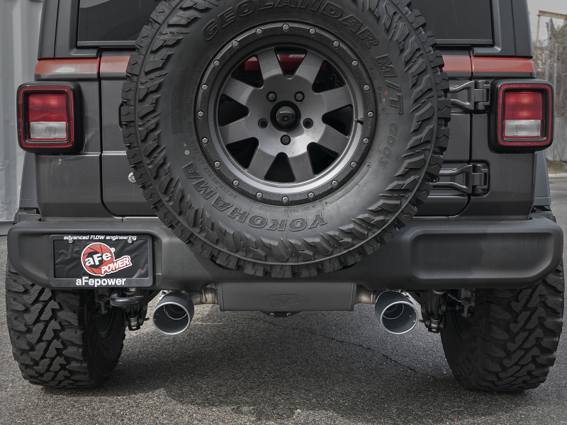Jeep Wrangler JL Exhaust Cat Back - Rear - aFe - Rebel Series 2.5in 409 SS - Black - 3.6L - `18-`24