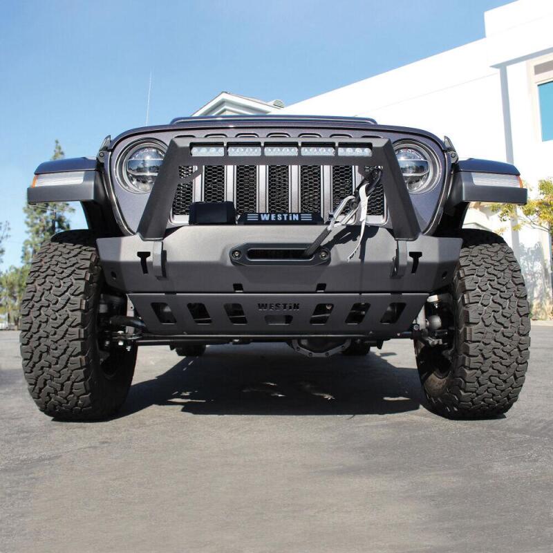 Jeep Wrangler JL Stubby Front Bumper - Front - Westin - LED Light Bar Mount - Textured Black - `18-`19