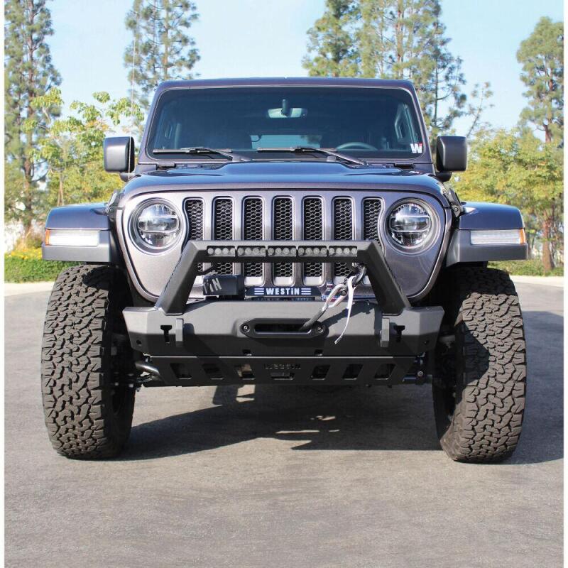 Jeep Wrangler JL Stubby Front Bumper - Front - Westin - LED Light Bar Mount - Textured Black - `18-`19