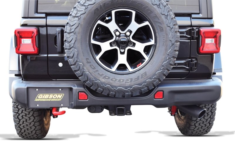 Jeep Wrangler JL Cat-Back Single Exhaust - Gibson - Black Elite (Ceramic) - 3.6L - `18-`22