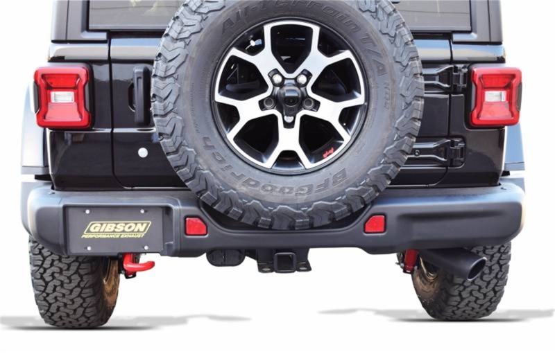 Jeep Wrangler JL Cat-Back Single Exhaust - Gibson - Black Elite (Ceramic) - 3.6L - `18-`22