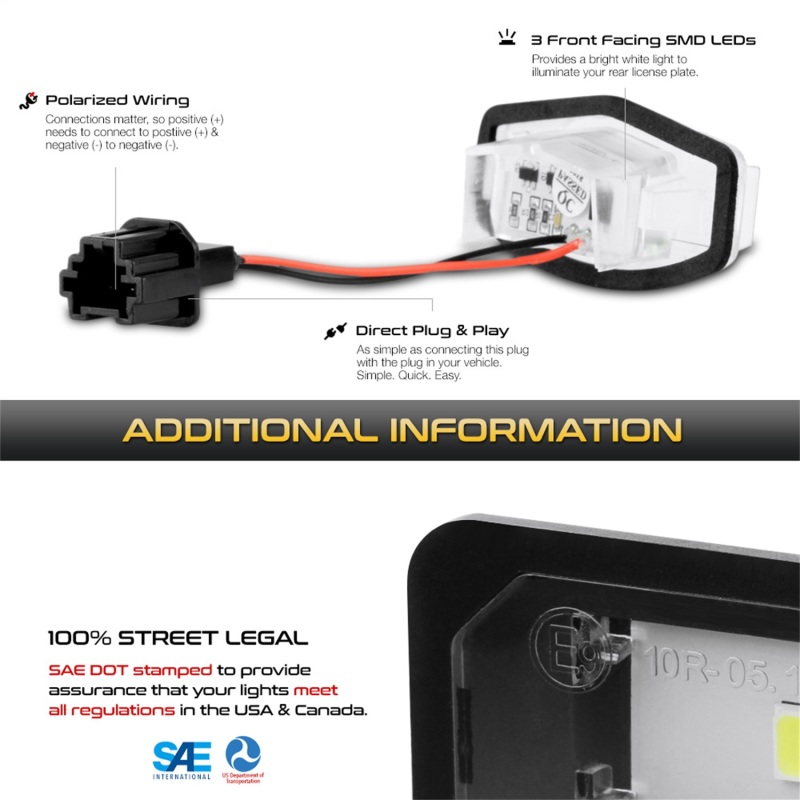 Honda Civic License Plate Bulbs - SPYDER - XTune License Plate Bulb Assembly - White 5500K - `01-`15