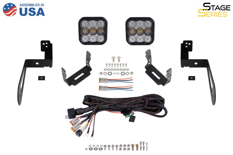 Jeep Wrangler JK LED Pod Light Kit - Bumper - Diode Dynamics - Pro Driving - Yellow - `07-`18