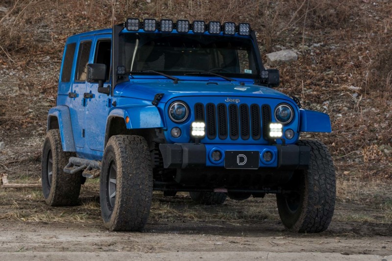 Jeep Wrangler JK LED Pod Light Kit - Bumper - Diode Dynamics - Pro Driving - Yellow - `07-`18