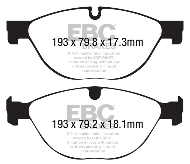 Jaguar F-TYPE Brake Pads - Front - EBC - Redstuff - 3.0L - Cast Iron Rotors - '14-'22 