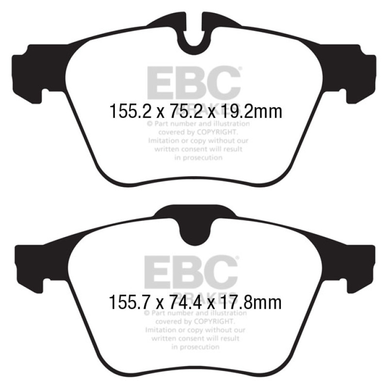 Jaguar F-TYPE Brake Pads - Front - EBC - Yellowstuff - 3.0L - Cast Iron Rotors - '14 - '22