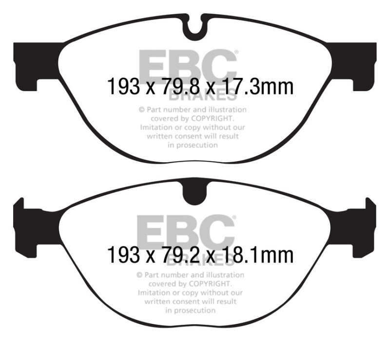 Jaguar F-TYPE Brake Pads - Front -  EBC - Yellowstuff - 3.0L - Cast Iron Rotors - '14 - '23