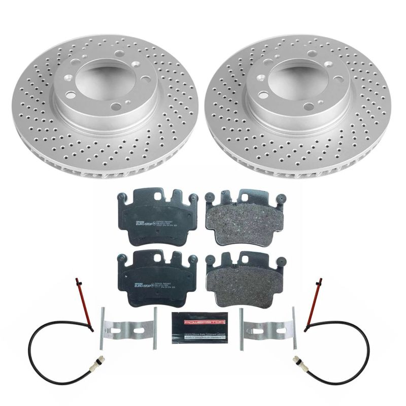 Porsche 911 Brake Kit - Front - PowerStop - Genuine Geomet Coated Rotors + ECE-R90 Certified Pads + Hardware - `99-`05