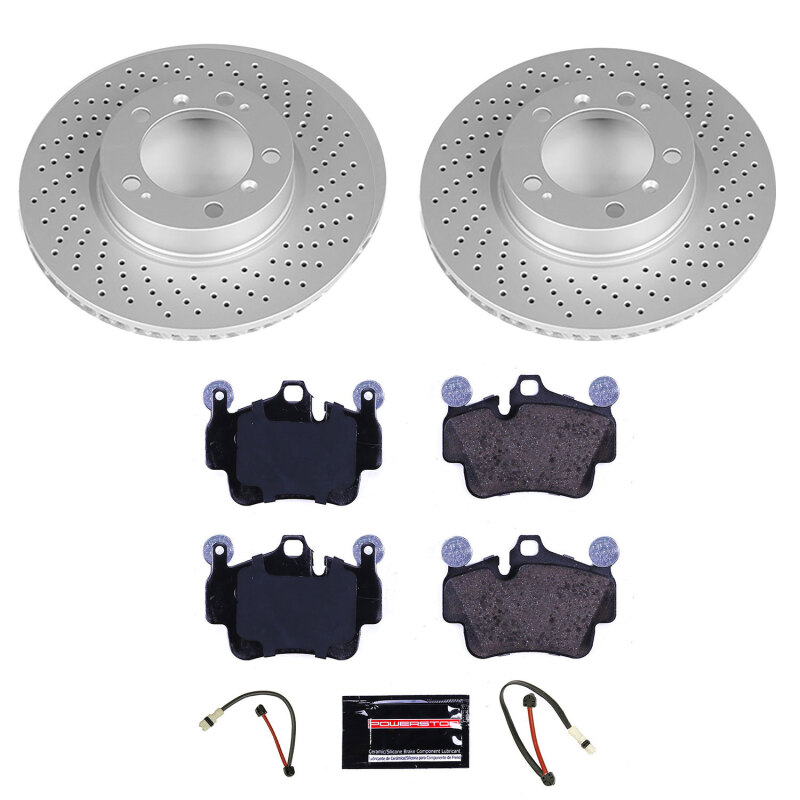 Porsche 911 Brake Kit - Front - PowerStop - Genuine Geomet Coated Rotors + ECE-R90 Certified Pads W/ Hardware - `06-`08