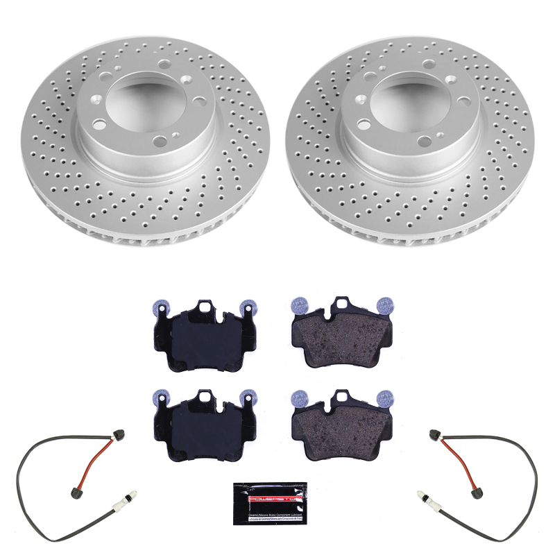 Porsche 911 Brake Kit - Front - PowerStop - Genuine Geomet Coated Rotors + ECE-R90 Certified Pads + Hardware - `06-`08