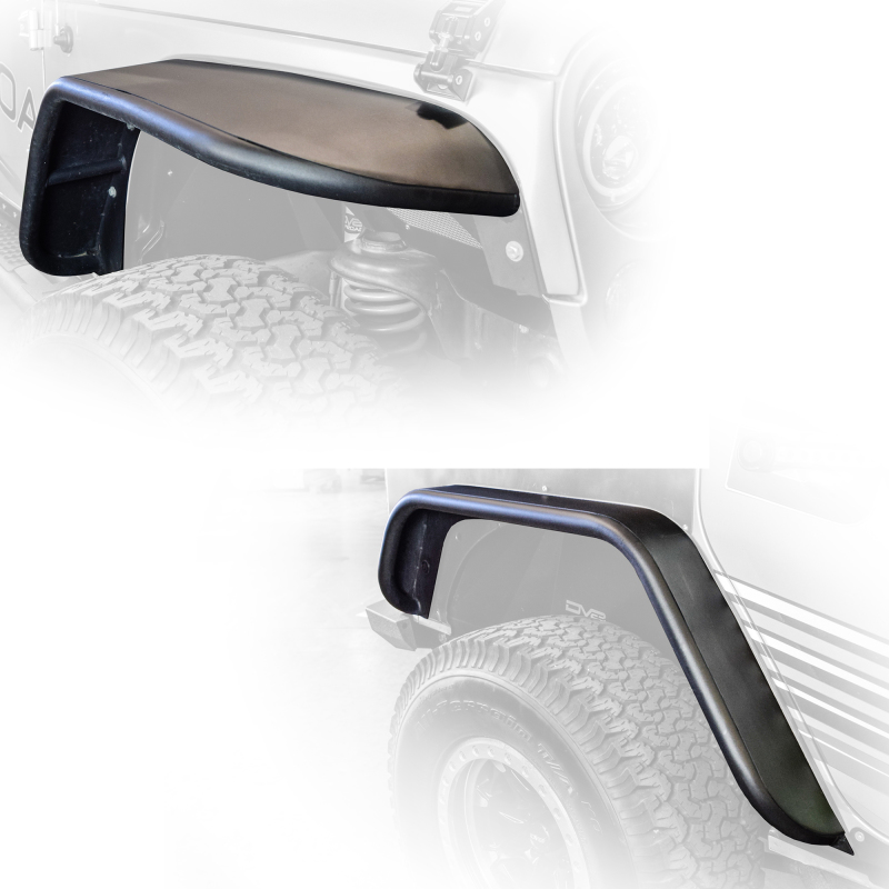 Jeep Wrangler JK Flat Fenders - Front + Rear - DV8 Offroad - Gloss Black - `07-`18