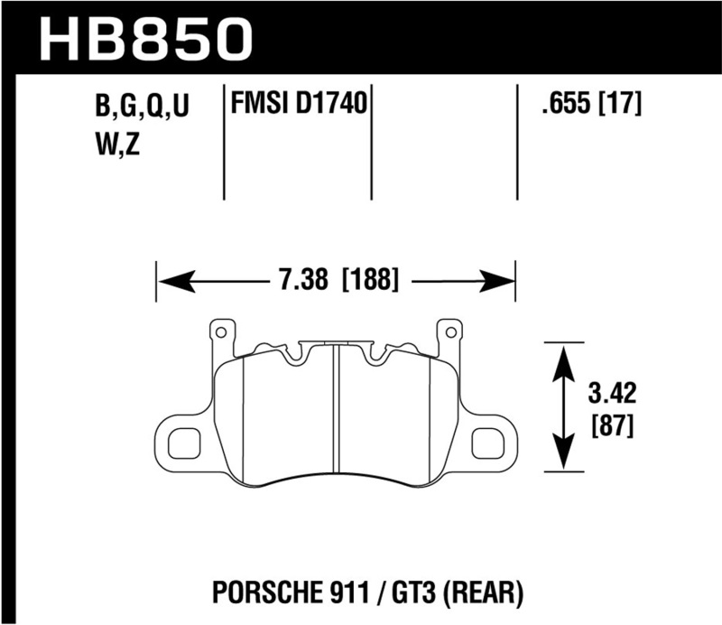 Porsche 911 Brake Pads - Rear - Hawk Performance - Carbon Ceramics - `14-`19