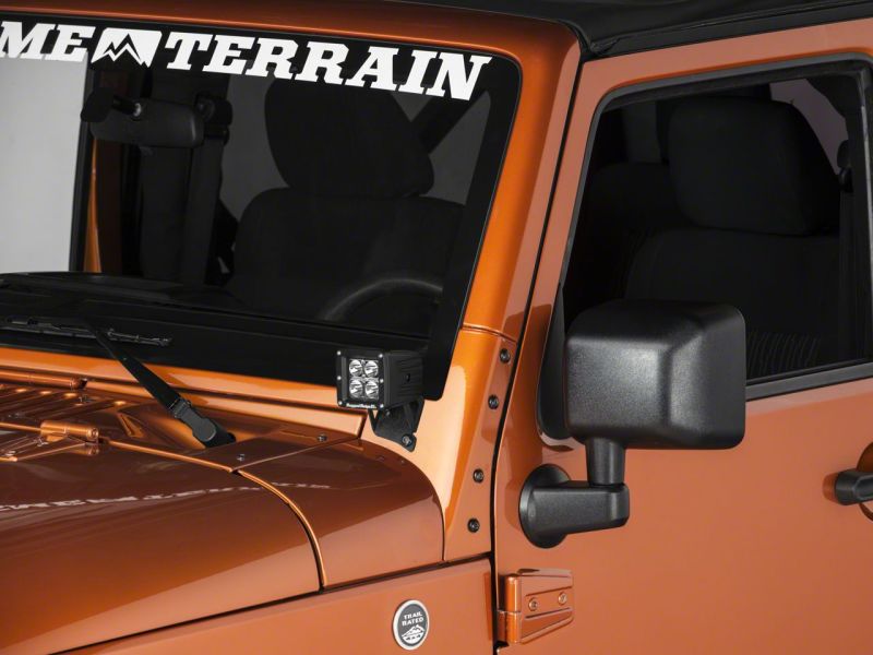 Jeep Wrangler JK Windshield Mounted Light Brackets - Raxiom - Textured Black - `07-`18