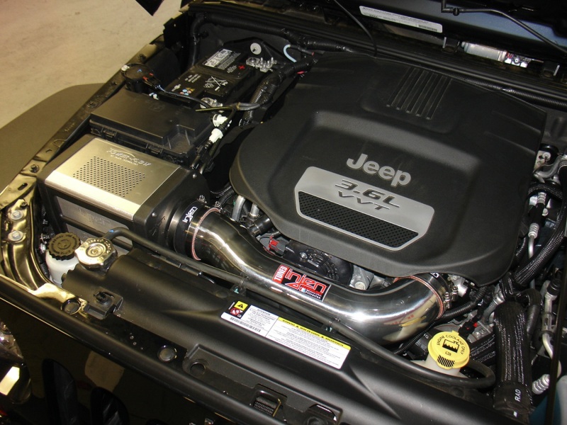 Jeep Wrangler JK Short Ram Intake - Injen - Power-Flow - Wrinkle Black - 3.6L V6 - `12-`17