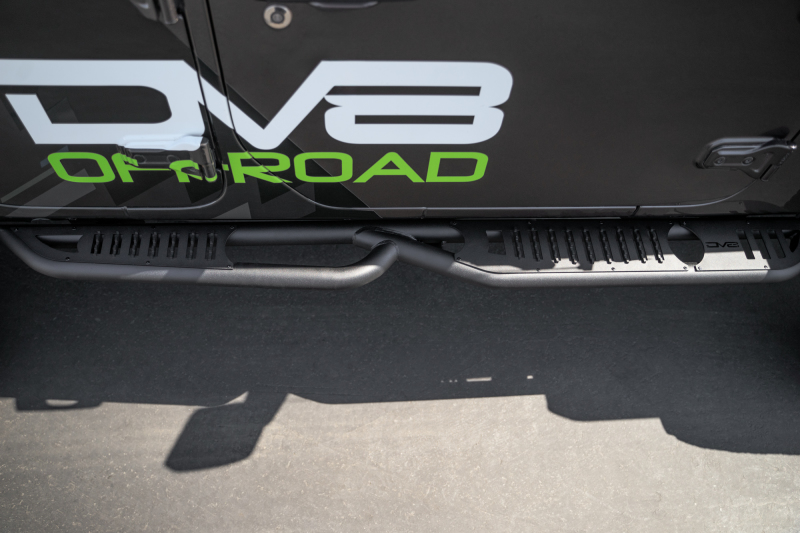 Jeep Wrangler JL Hinge Mounted Steps - DV8 Offroad - OE Plus - black - `18-`23