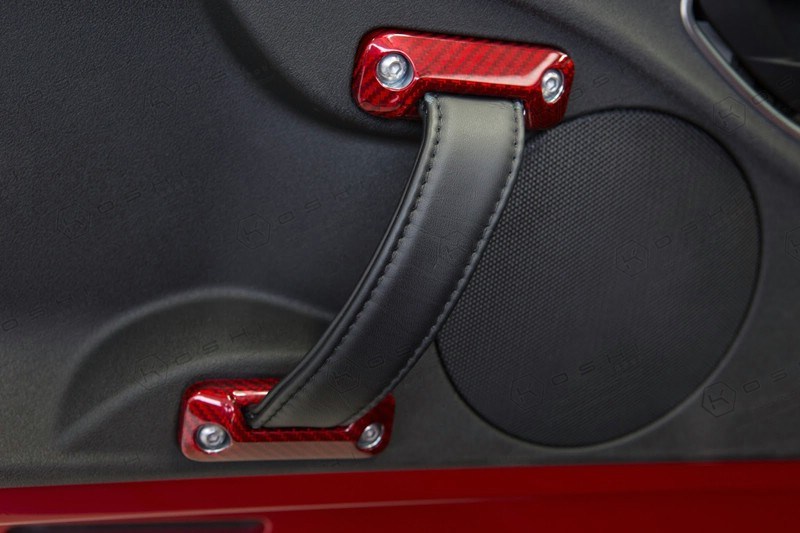 Alfa Romeo 4C Interior Door Handle Trim Set - Carbon Fiber - Red Candy