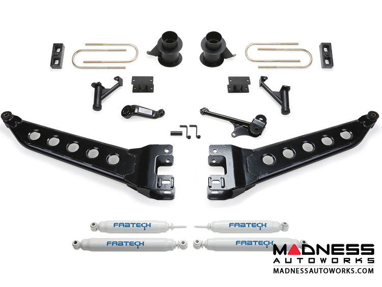 Dodge Ram 3500 5" Radius Arm System w/ Coil Spacers & Performance Shocks by Fabtech (2013 - 2017) 4WD