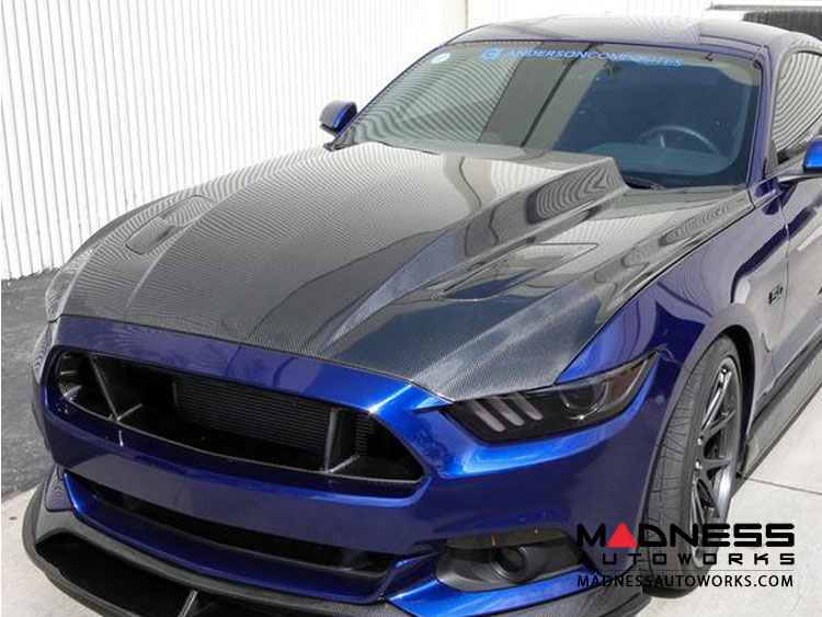 Ford Mustang Hood by Anderson Composites - Carbon Fiber - "Cowl"