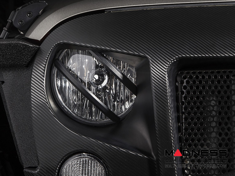 Jeep Wrangler JK Elite Pivotal Headlight Euro Guards - Raw Aluminum 