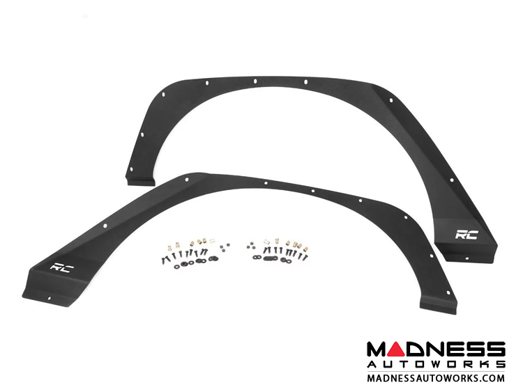 Hooke Road Fender Flare Delete Kit – Front & Rear Mud Guards For Jeep Wrangler JK 2007-2018 – Black Steel
