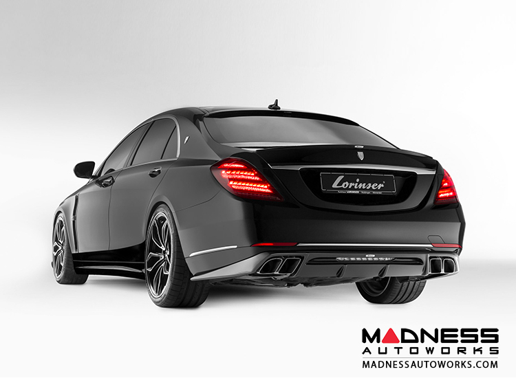 Maybach S600 Style Rear Bumper Trims For Mercedes Benz W222 S-Class (2014-2019) - Chrome/Black Self-Adhesive